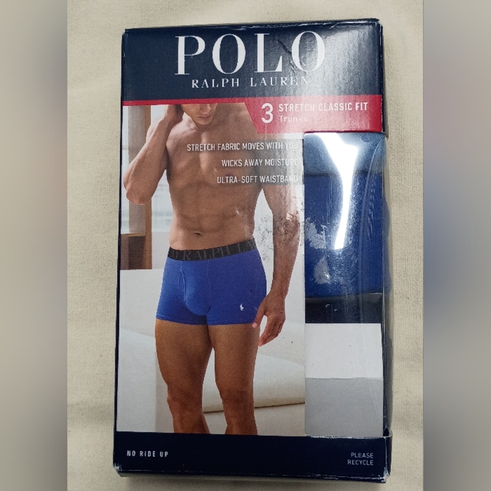 Polo By Ralph Lauren Men's Classic Fit Boxer Briefs  Blue Three Pack Size Small